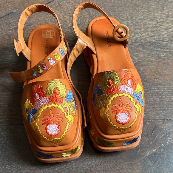 Farm Rio Embroidered Platform Sandals - Picture 2 of 4